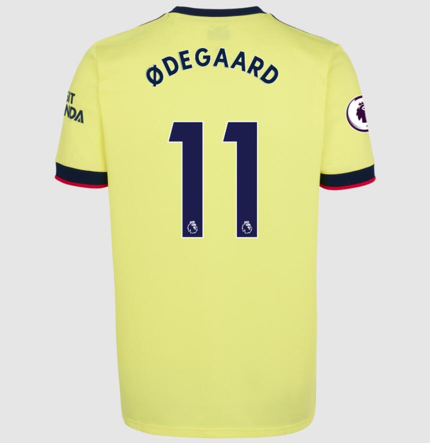 2021/22 Arsenal Away Kit Soccer Jersey with Martin Odegaard 11 printing